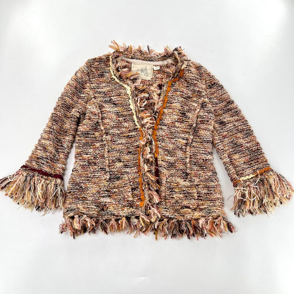 Angel of the North Jacket Womens Large Multicolor Fringe Detail Chunky Knitted